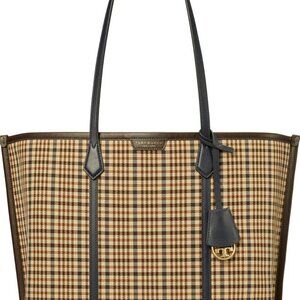 Tory Burch Plaid Triple Compartment Tote